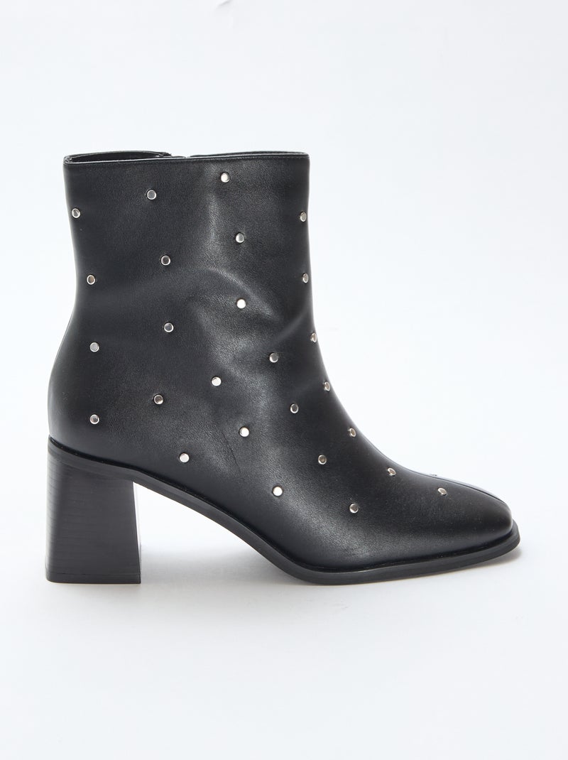 Bottes en simili avec clous uni Noir - Kiabi