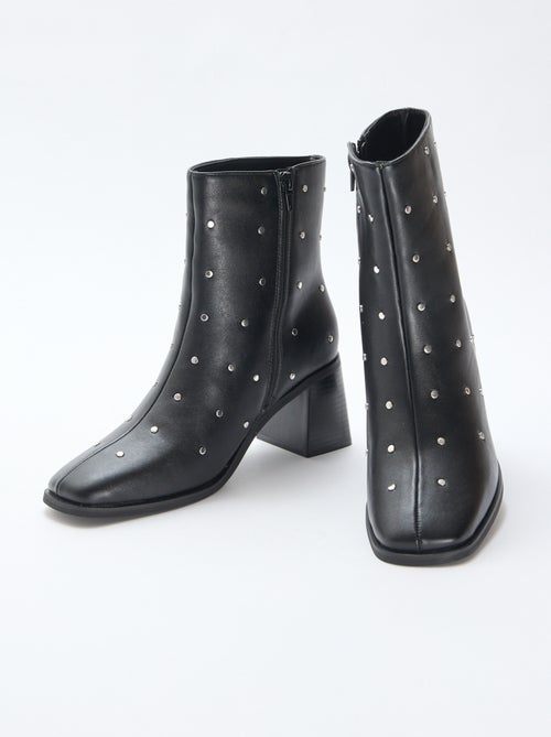 Bottes en simili avec clous uni - Kiabi