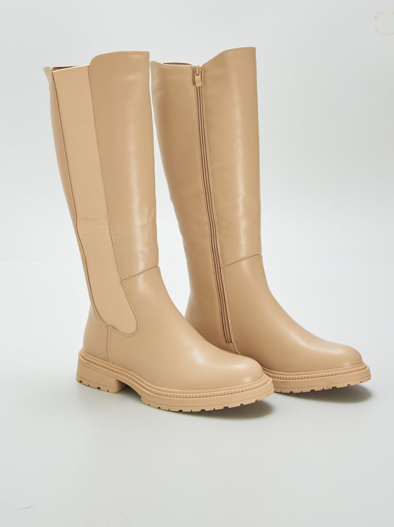 Bottes en simili Beige - Kiabi