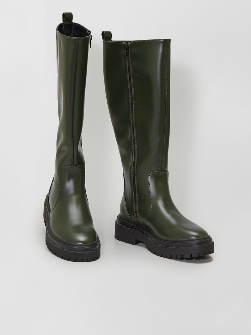 Bottes en simili kaki - Kiabi
