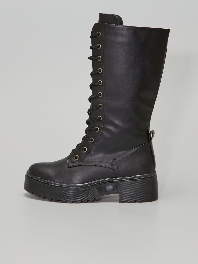 Bottes en simili type rangers noir - Kiabi