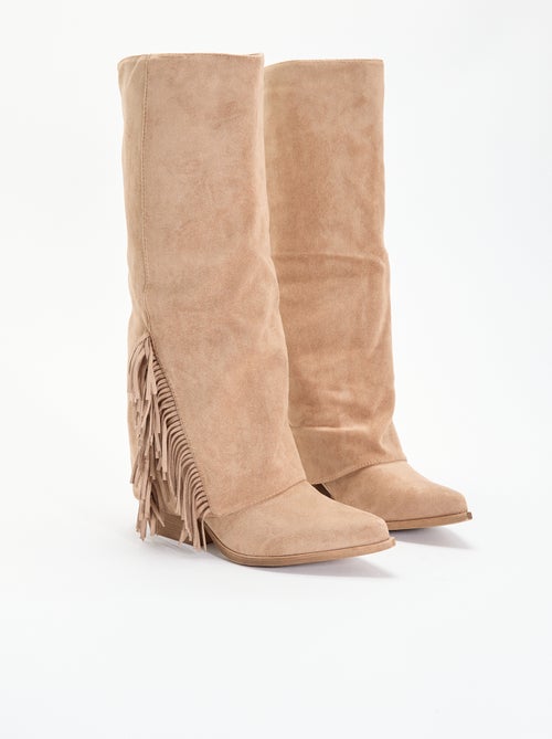Bottes en suédine avec franges - Kiabi