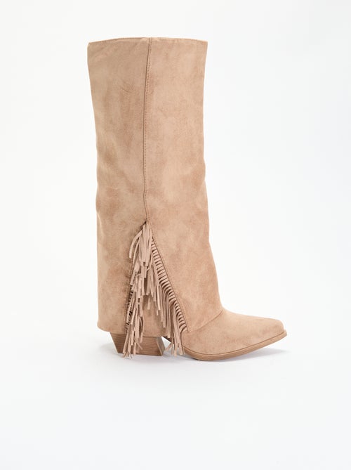 Bottes en suédine avec franges - Kiabi