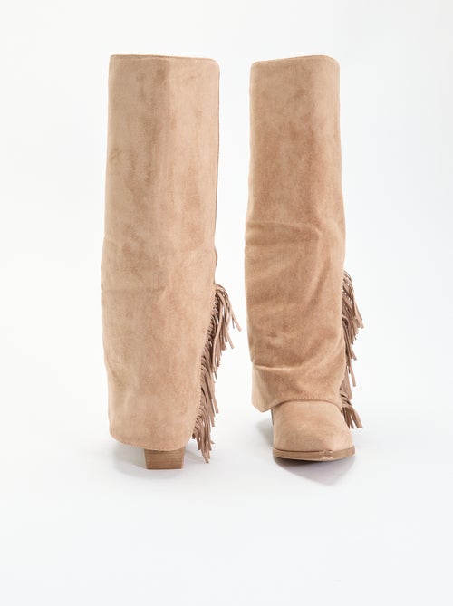 Bottes en suédine avec franges - Kiabi