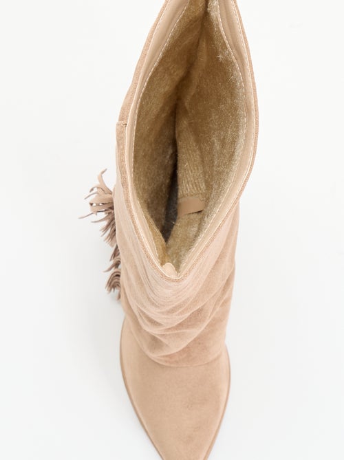 Bottes en suédine avec franges - Kiabi