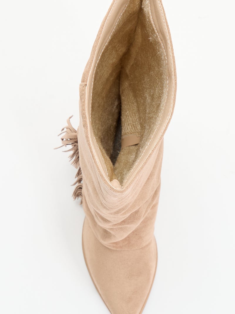 Bottes en suédine avec franges Beige - Kiabi