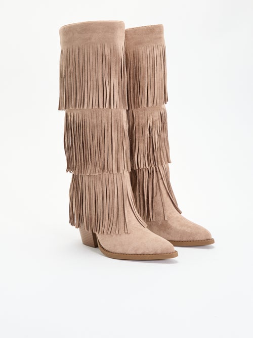 Bottes en suédine avec franges - Kiabi Bottes en suédine avec franges - Kiabi