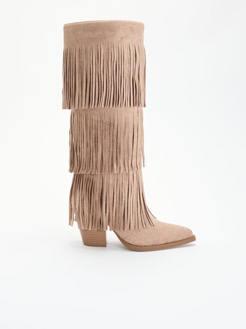 Bottes en suédine avec franges - Kiabi Bottes en suédine avec franges - Kiabi