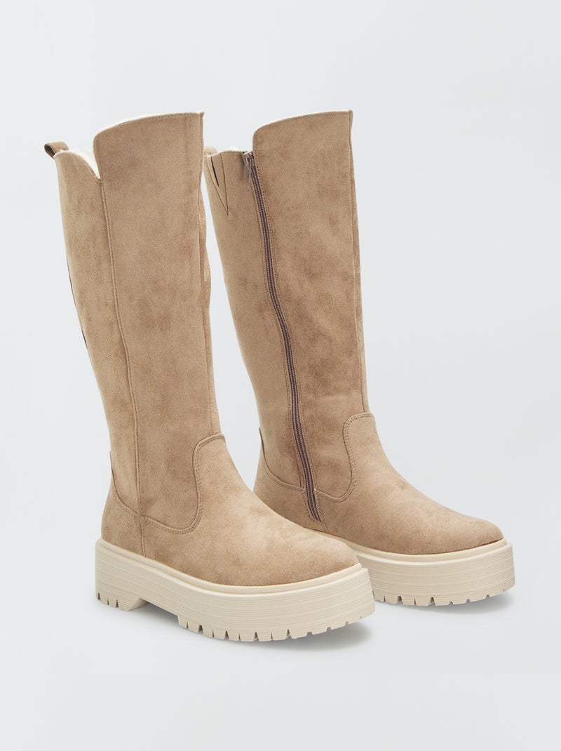 Bottes en suédine Camel - Kiabi