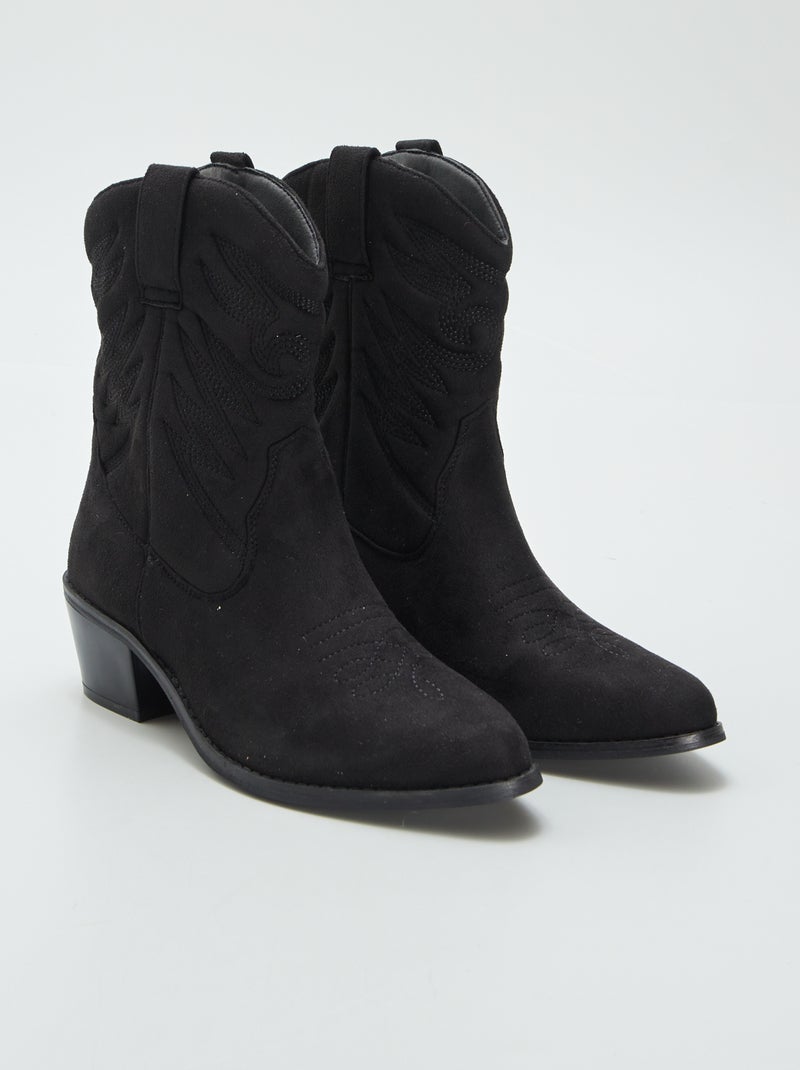 Bottes en suédine style western Noir - Kiabi