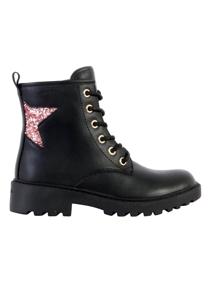 Bottes Enfant à Lacets Geox Casey Noir Rose clair - Kiabi