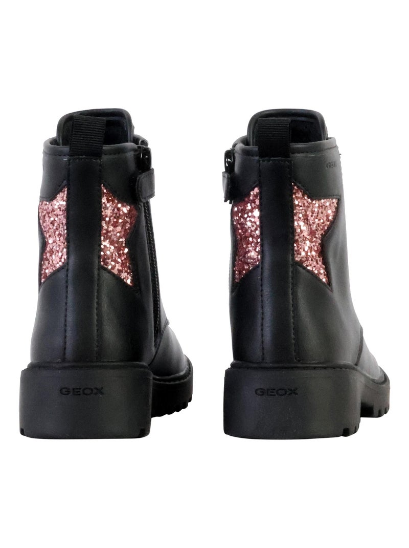 Bottes Enfant à Lacets Geox Casey Noir Rose clair - Kiabi