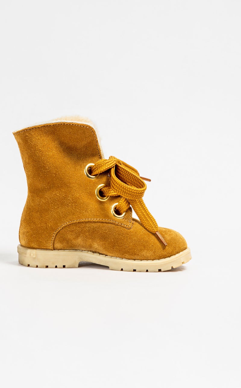 Bottes Fourrées En Cuir Beige - Kiabi