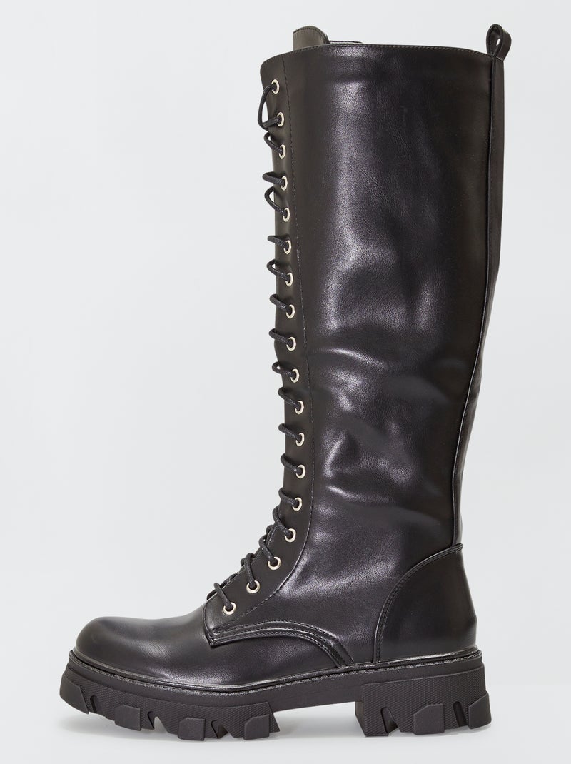 Bottes hautes à semelles crantées noir - Kiabi