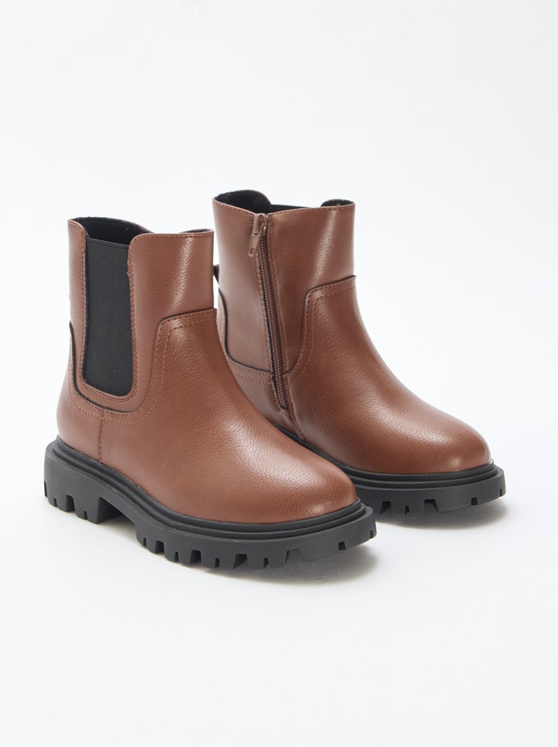 Bottes hautes ajustée Marron - Kiabi