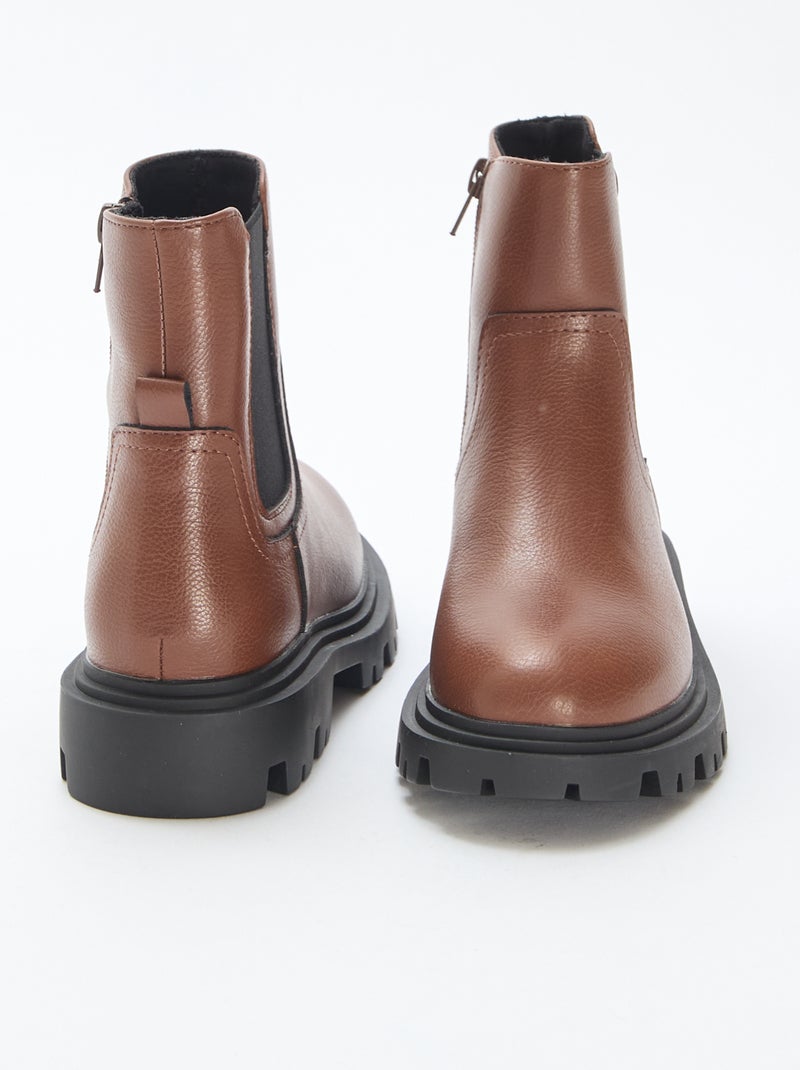 Bottes hautes ajustée Marron - Kiabi