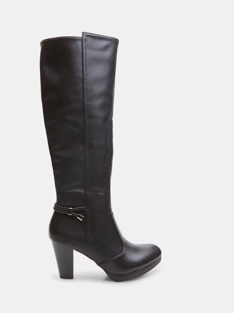 Bottes hautes avec talon large BATA Noir - Kiabi