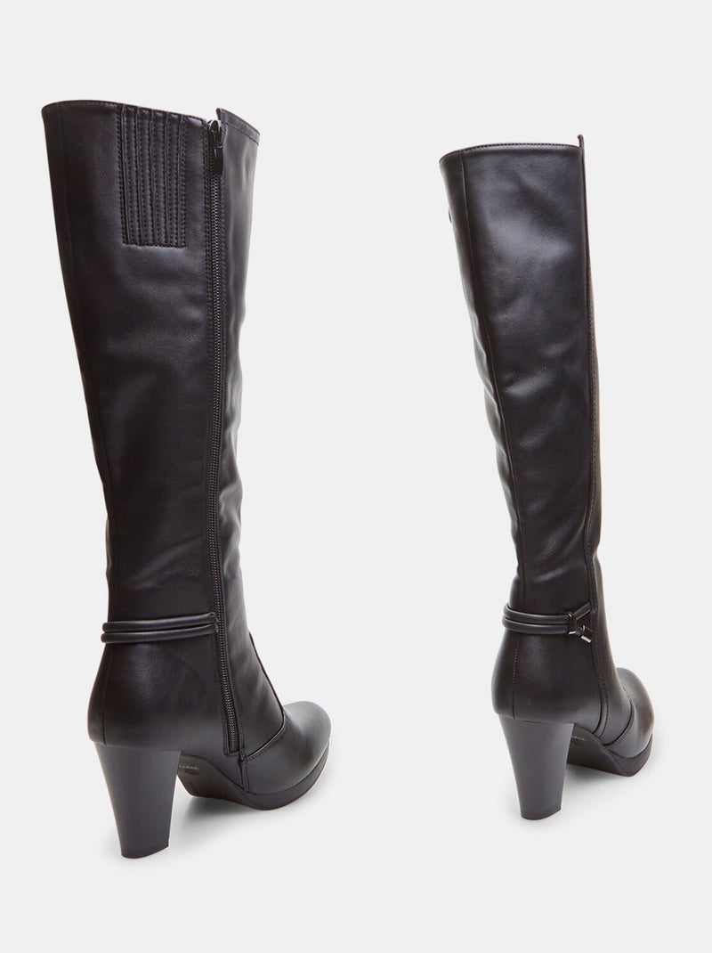 Bottes hautes avec talon large BATA Noir - Kiabi
