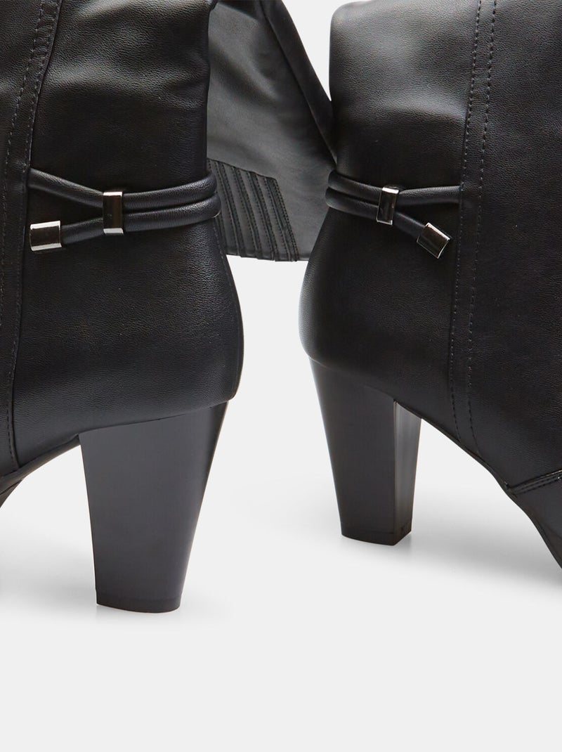 Bottes hautes avec talon large BATA Noir - Kiabi