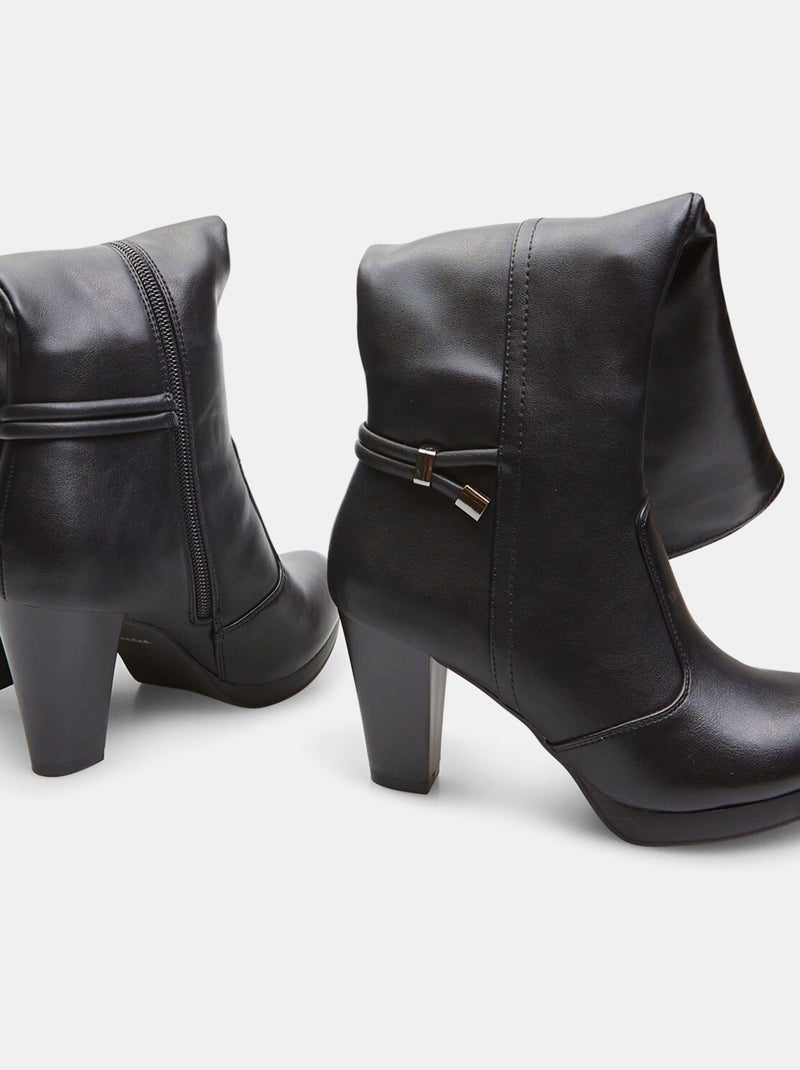 Bottes hautes avec talon large BATA Noir - Kiabi