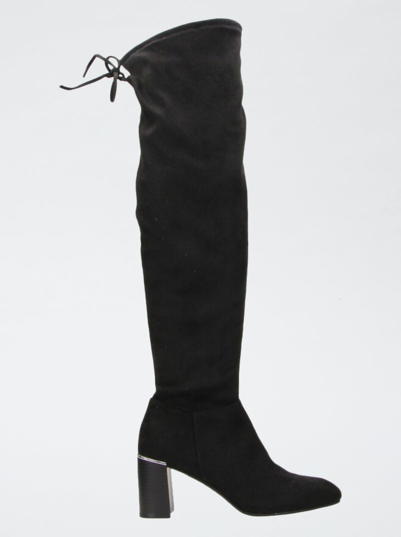 Bottes hautes cuissardes en suédine Noir - Kiabi