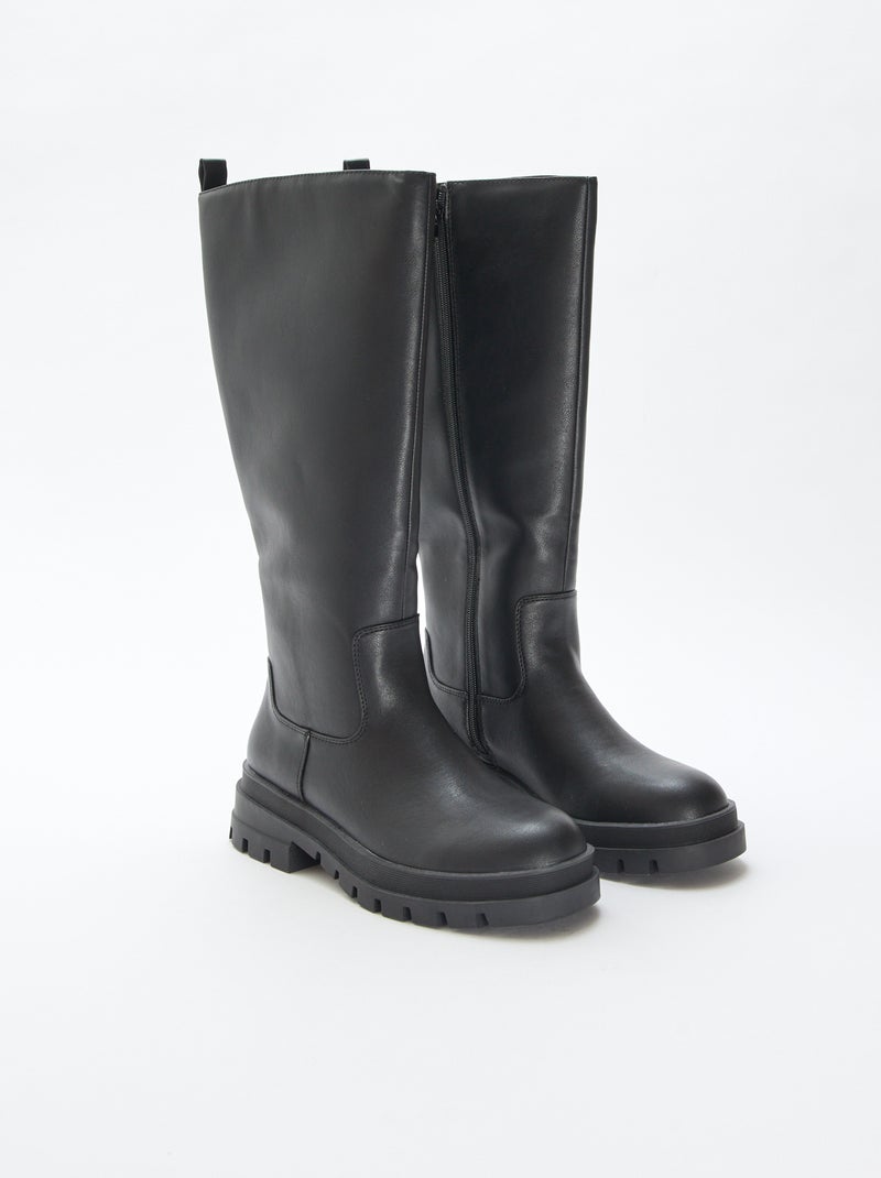 Bottes hautes en simili avec semelles crantées