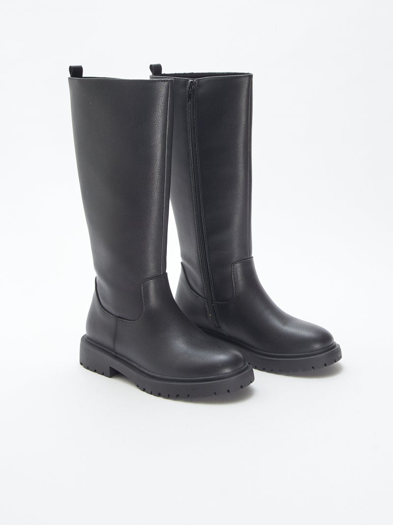 Bottes hautes en simili Noir - Kiabi