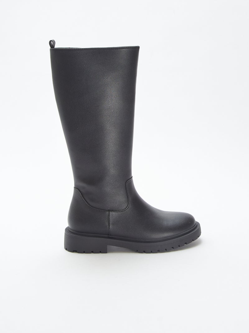 Bottes hautes en simili Noir - Kiabi