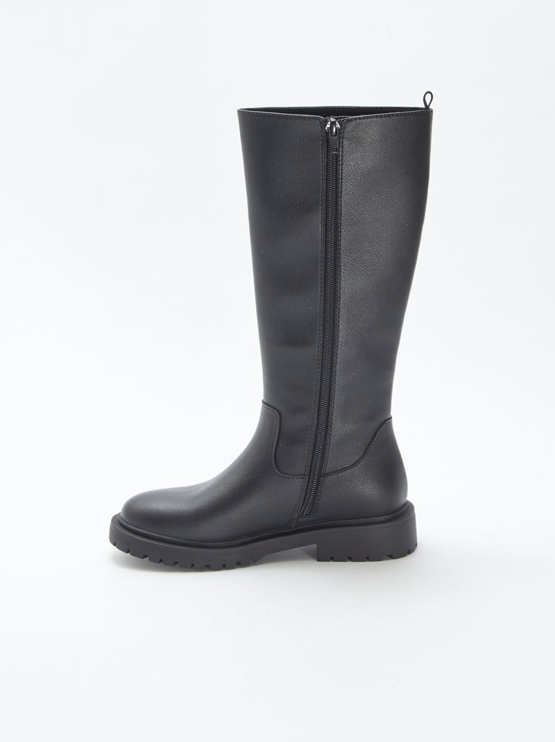 Bottes hautes en simili Noir - Kiabi