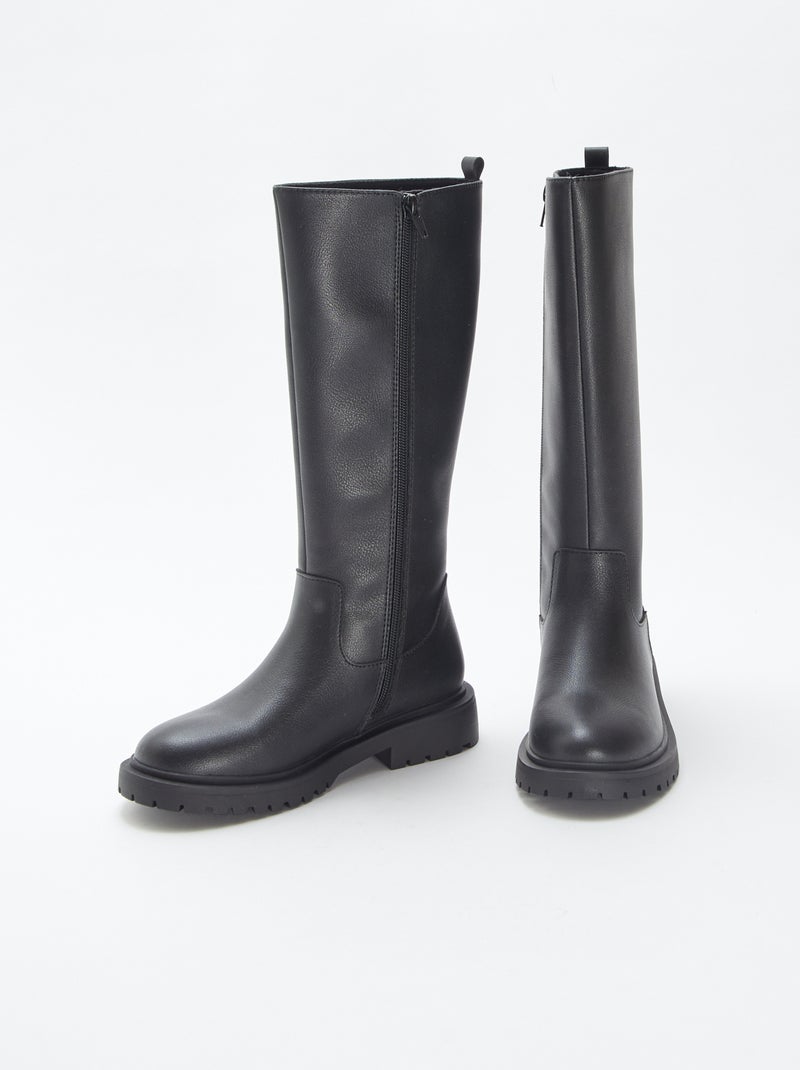 Bottes hautes en simili Noir - Kiabi