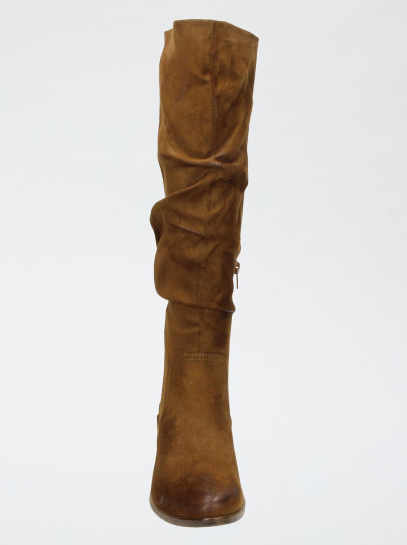 Bottes hautes en suédine Beige - Kiabi