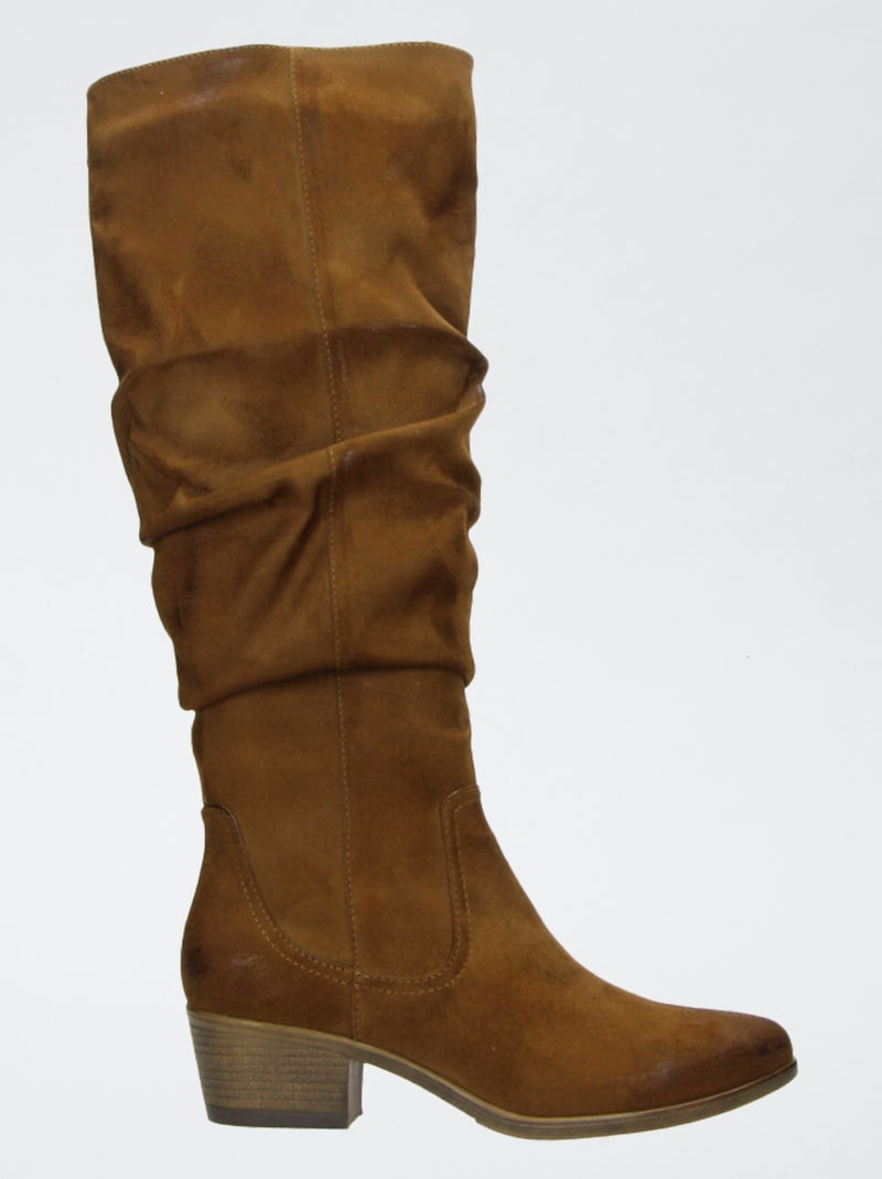 Bottes hautes en suédine Beige - Kiabi