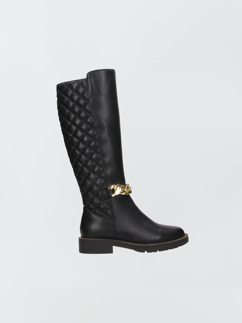 Bottes hautes matelassées Noir - Kiabi