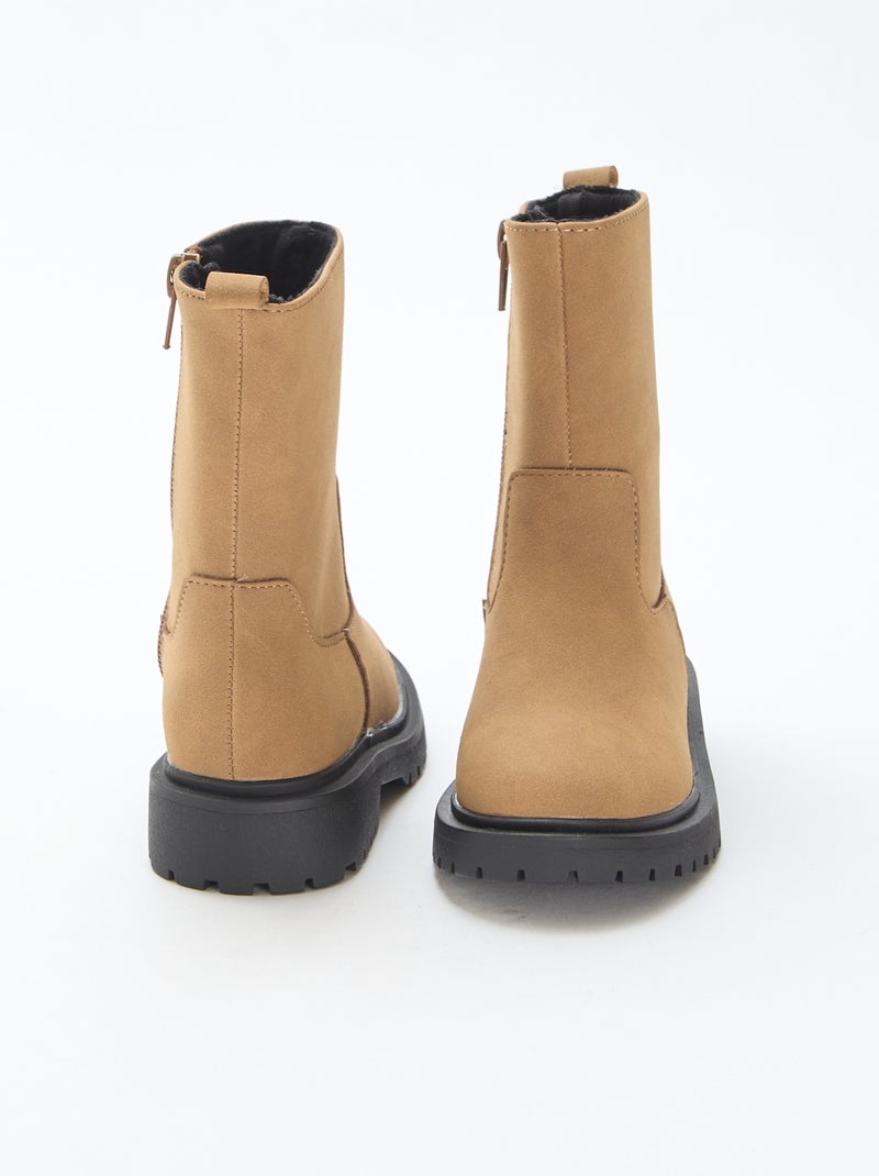 Bottes hautes zippées Marron - Kiabi