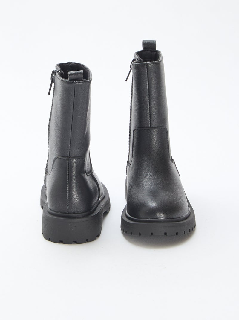 Bottes hautes zippées Noir - Kiabi
