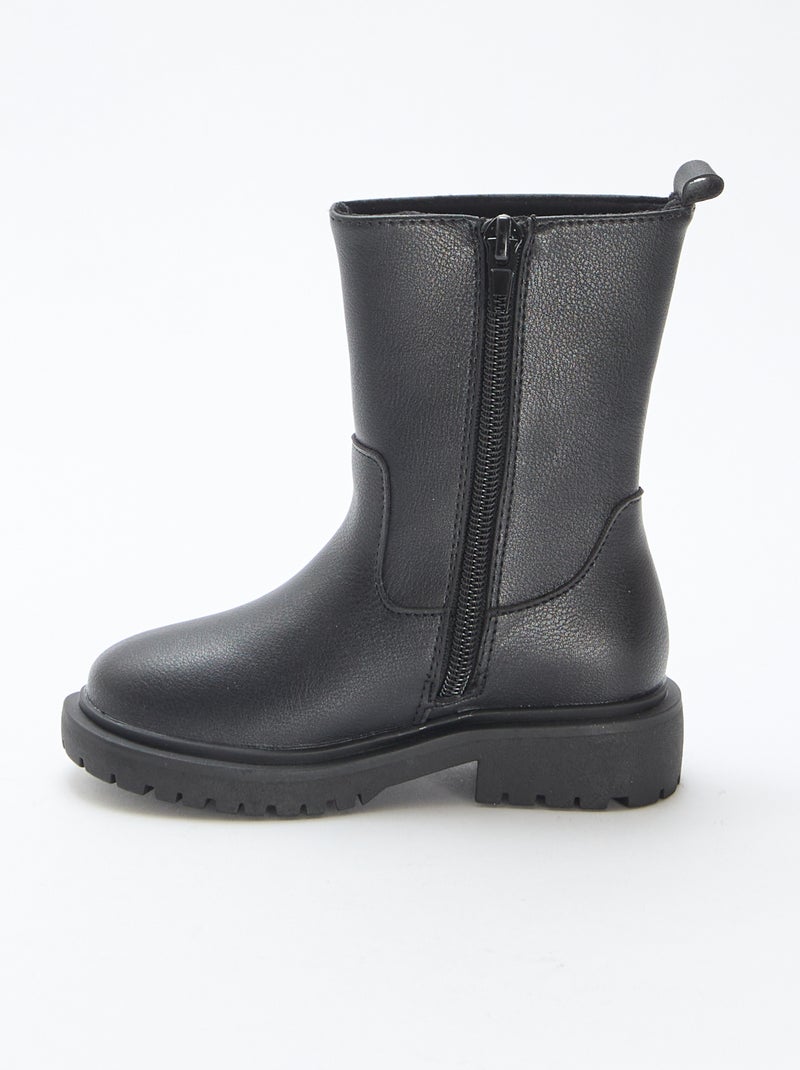 Bottes hautes zippées Noir - Kiabi