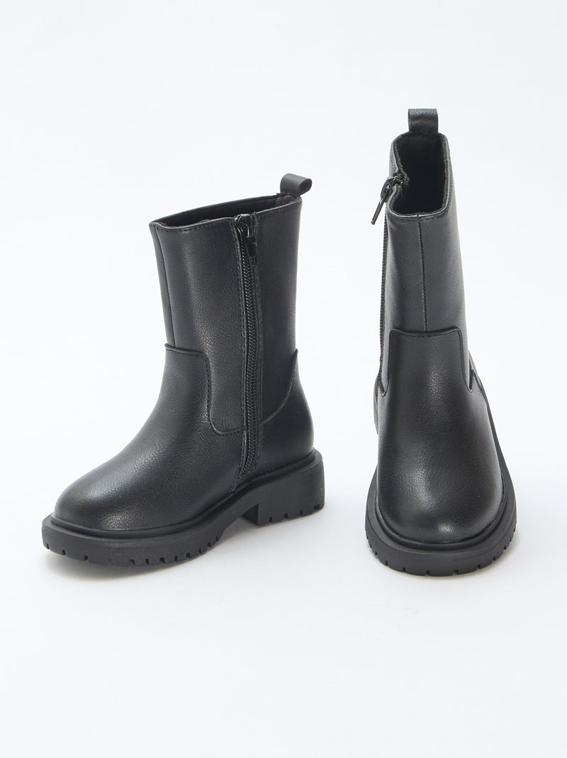 Bottes hautes zippées Noir - Kiabi