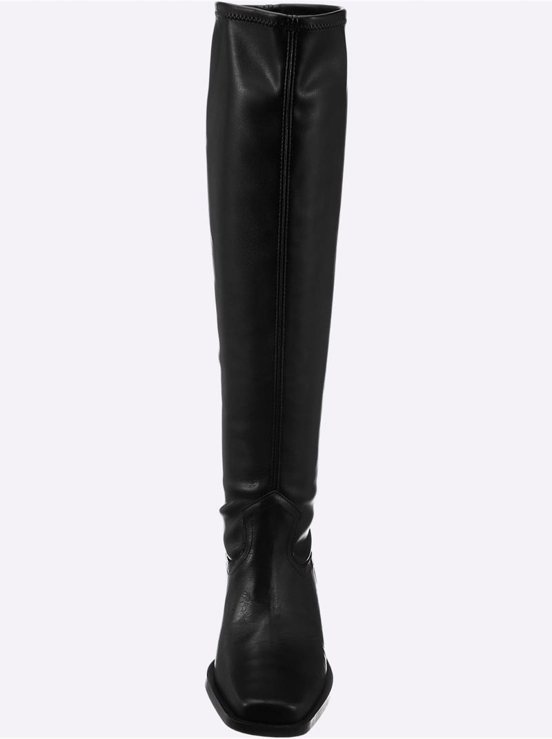 Bottes Mélange De Cuir Et Synthétique - Taille Standard - Helline Noir - Kiabi