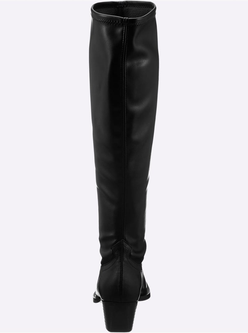 Bottes Mélange De Cuir Et Synthétique - Taille Standard - Helline Noir - Kiabi