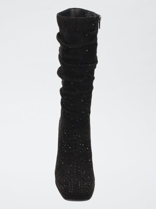 Bottes mi-hauteur en suédine effet plissé - Kiabi