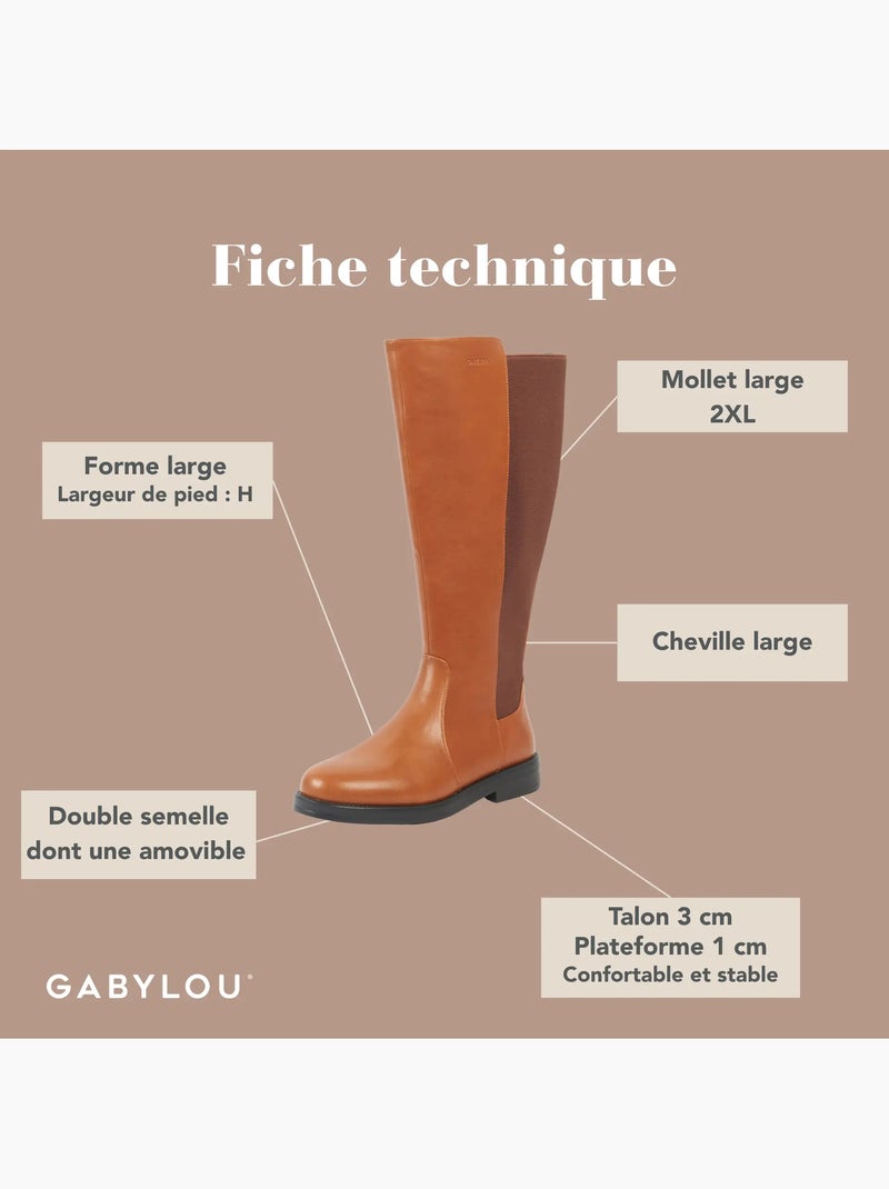 Bottes mollets larges 2xl - guiomar Camel - Kiabi