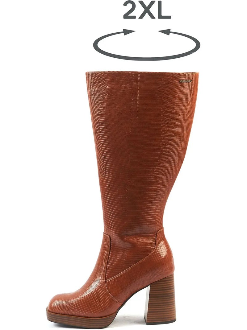 Bottes mollets larges 2XL - Modèle Melissa Marron foncé - Kiabi