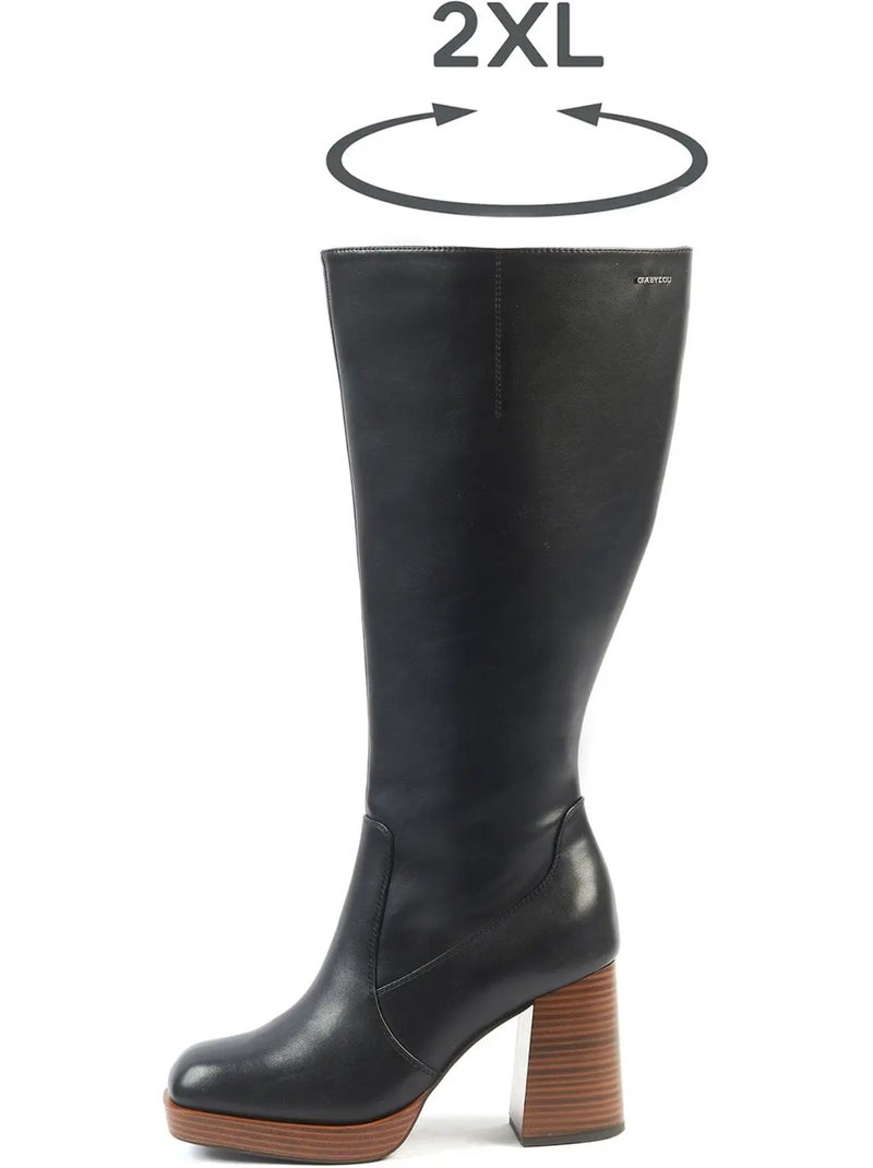 Bottes mollets larges 2XL - Modèle Melissa Noir Marron - Kiabi