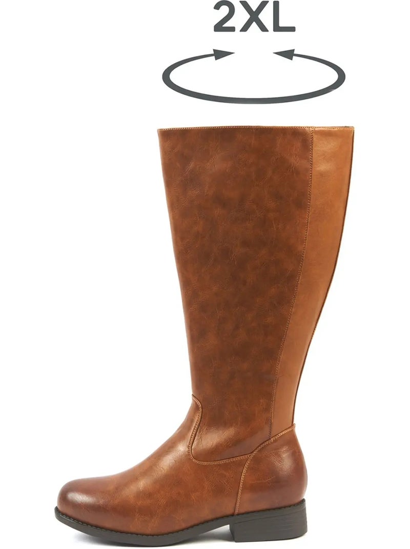 Bottes mollets larges 2xl - orange Marron clair - Kiabi