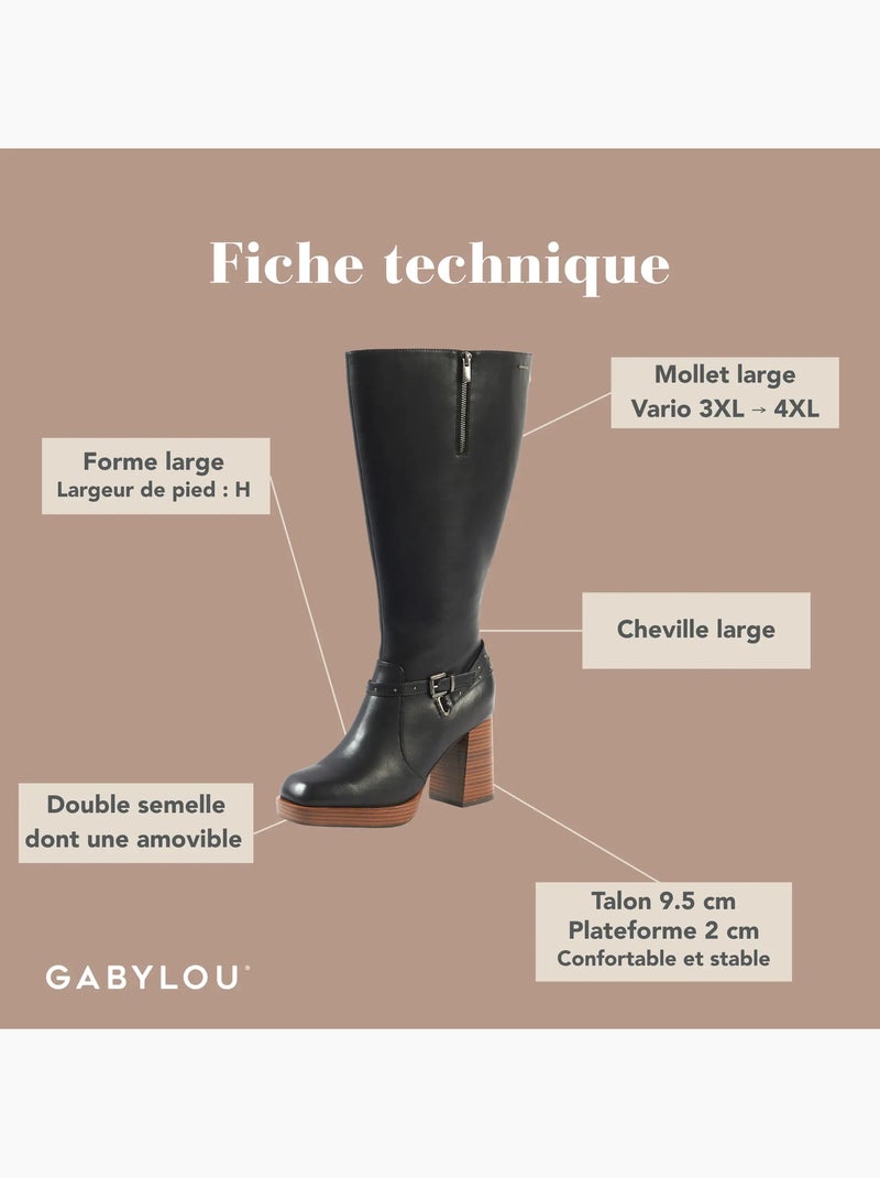 Bottes mollets larges 3XL - Manon Noir Noir - Kiabi