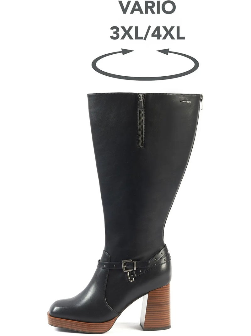 Bottes mollets larges 3XL - Modèle Manon Noir Noir - Kiabi