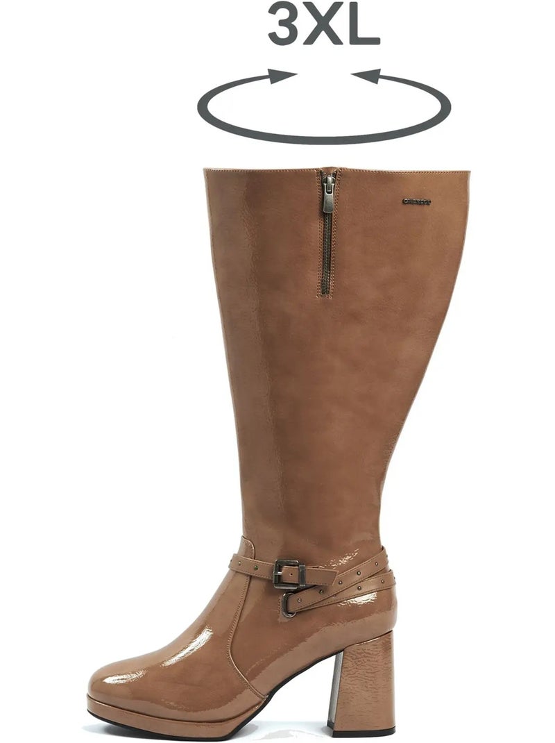 Bottes mollets larges 3XL - Modèle Manon Taupe - Kiabi