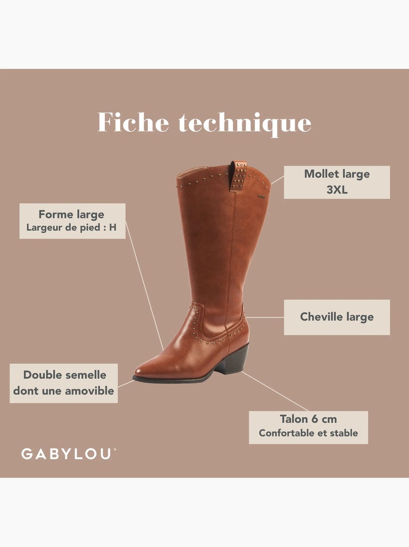 Bottes mollets larges 3XL - Thelma Marron - Kiabi