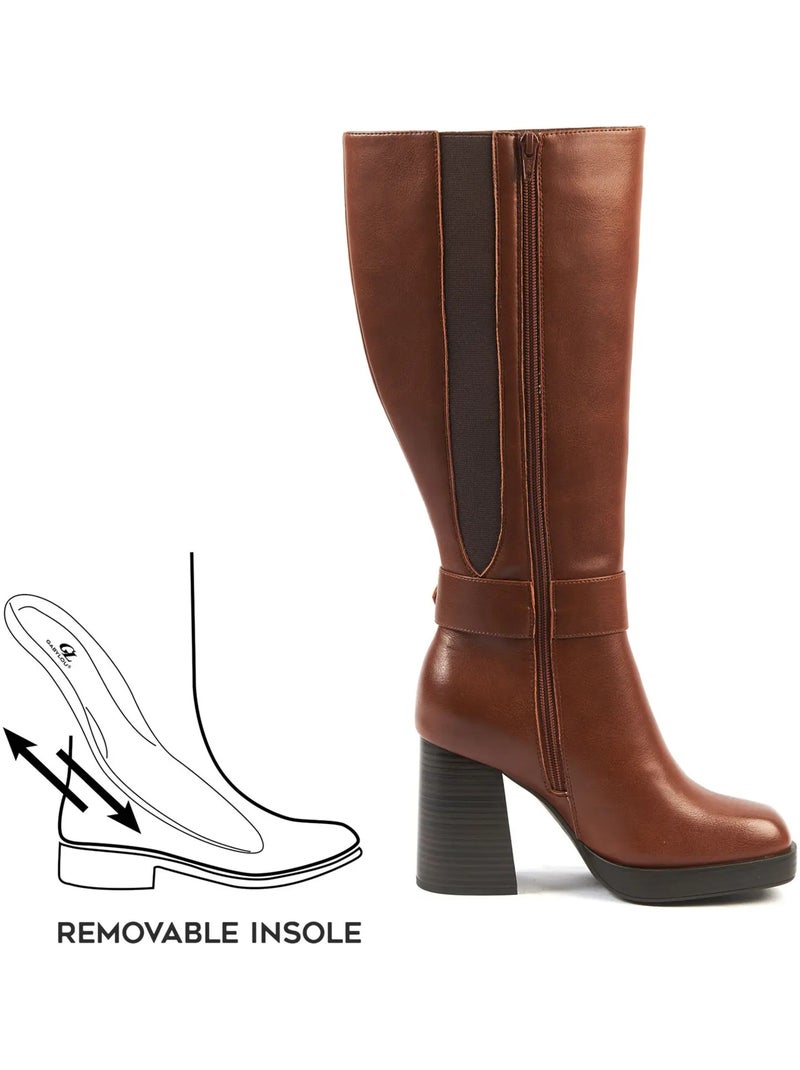 Bottes mollets larges XL - Nina Marron - Kiabi