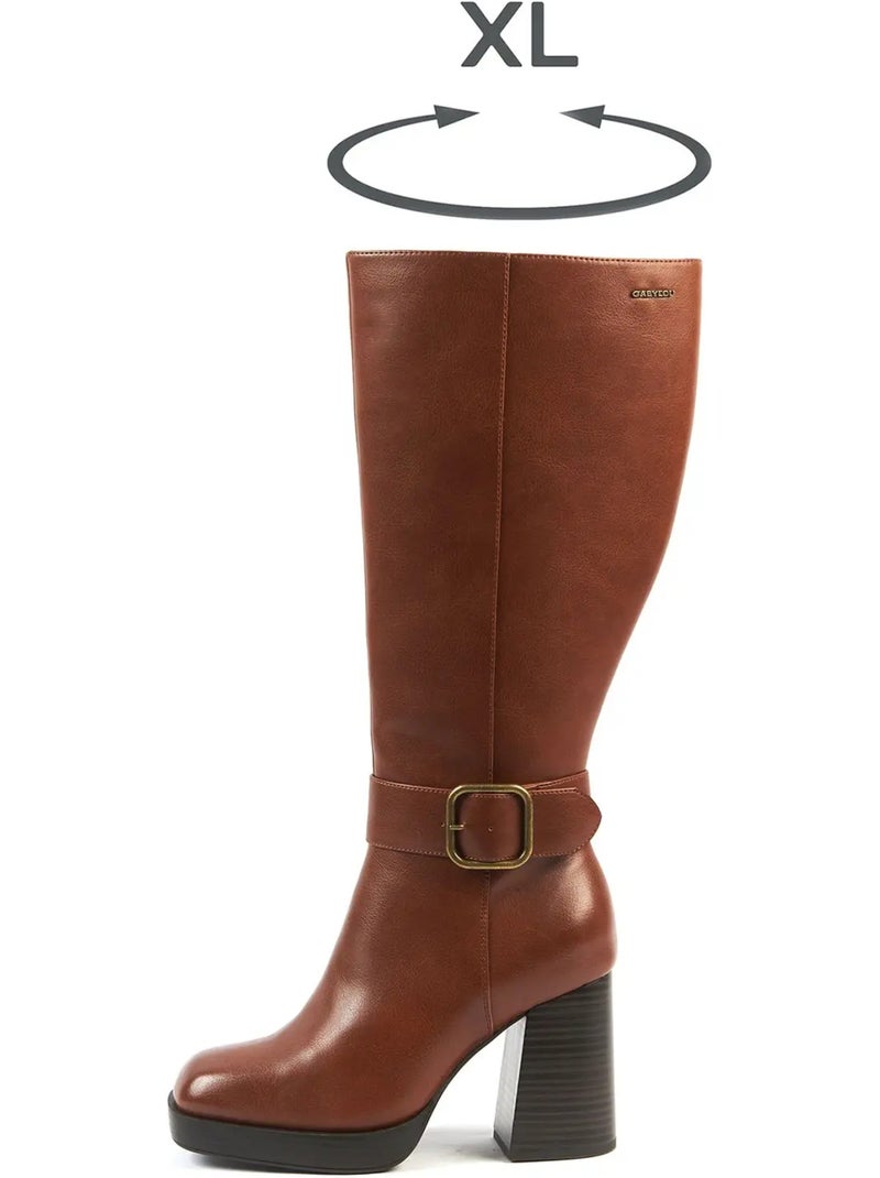 Bottes mollets larges xl - nina Marron - Kiabi